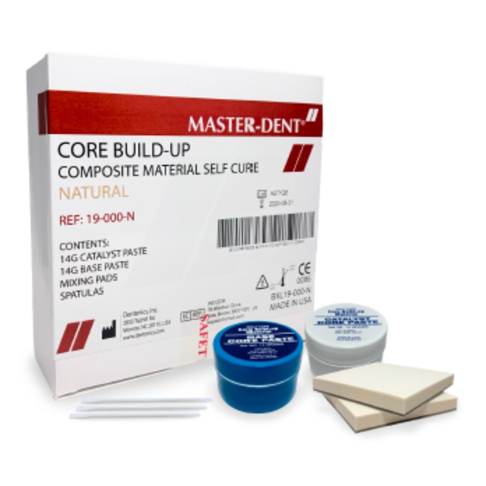 Master-Dent Core Build-Up Material Natural Kit, Self-Cure, 14g Base Paste / 14g Catalyst Paste, 19-000-N