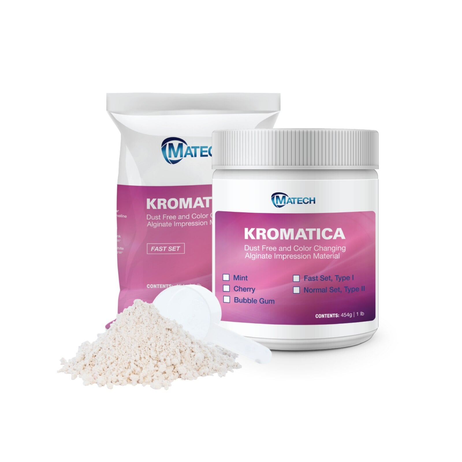Kromatica Alginate Impression Material, Fast Set, Bubblegum, 1 lb Pouch, Pack of 10