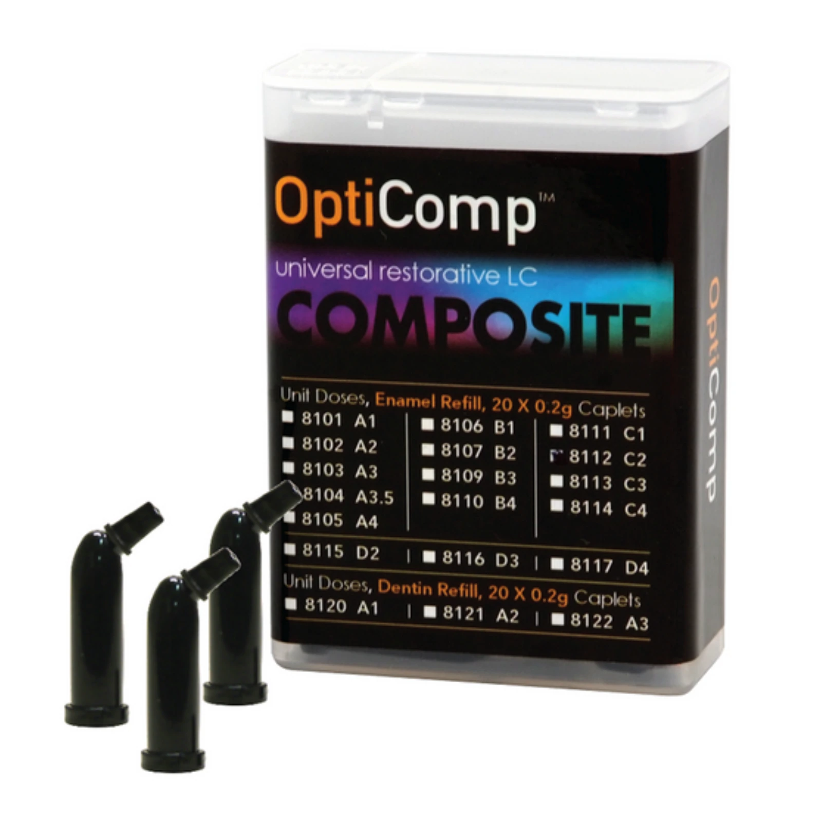 OptiComp Universal Nanohybrid Composite LC, Shade A3.5 Enamel, 0.2g Unit Dose, 20/Kit, #8104