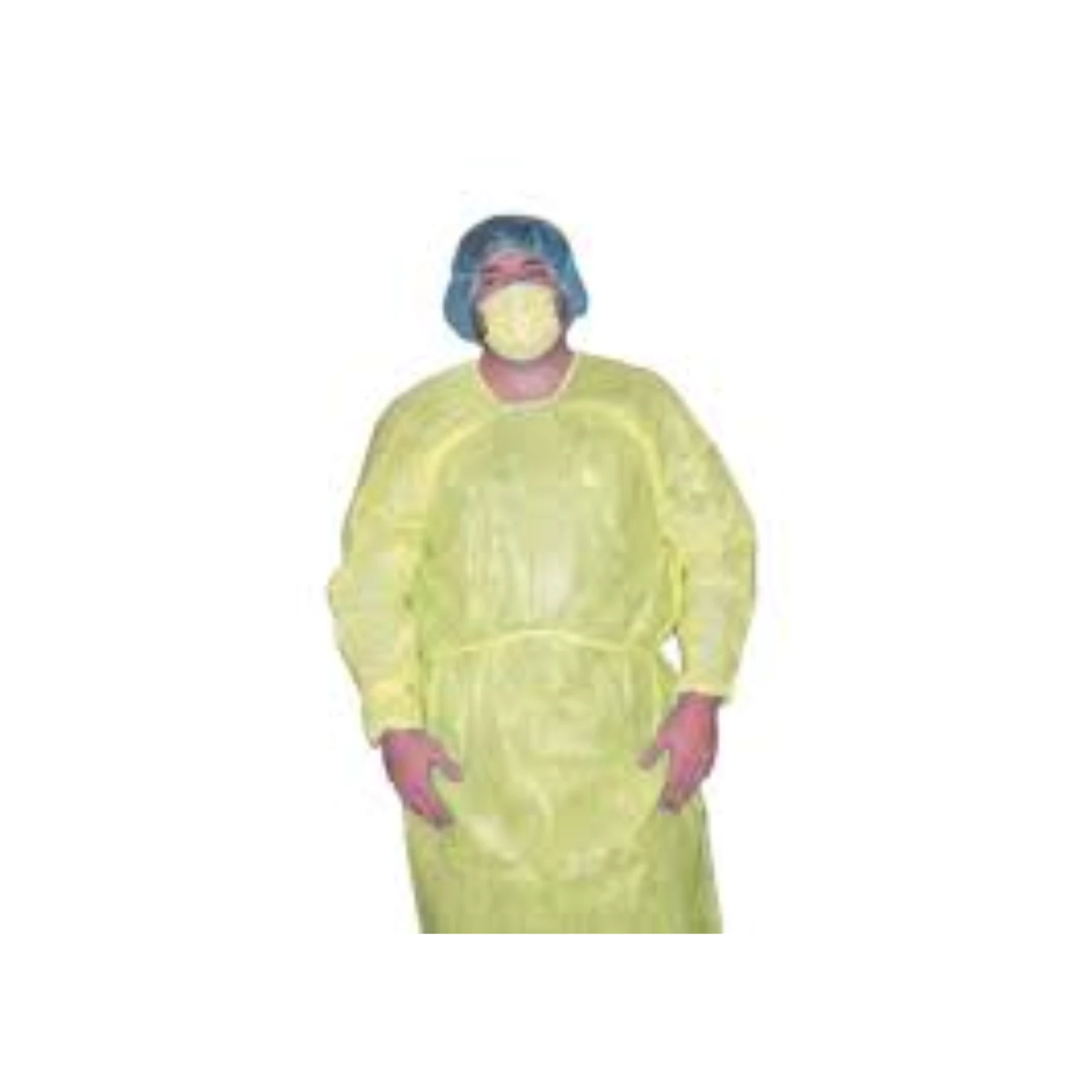 Dukal Isolation Gown with Neck Tie & Elastic Cuff, One Size, Yellow, 10/Pk
