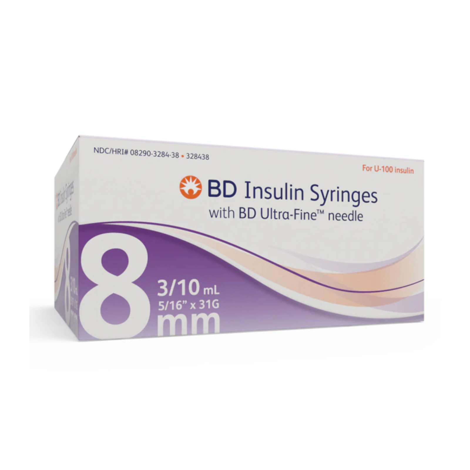 Becton-Dickinson Insulin Syringe with Ultra-Fine Needle, 31G x 5/16", 0.3mL, 500/Cs