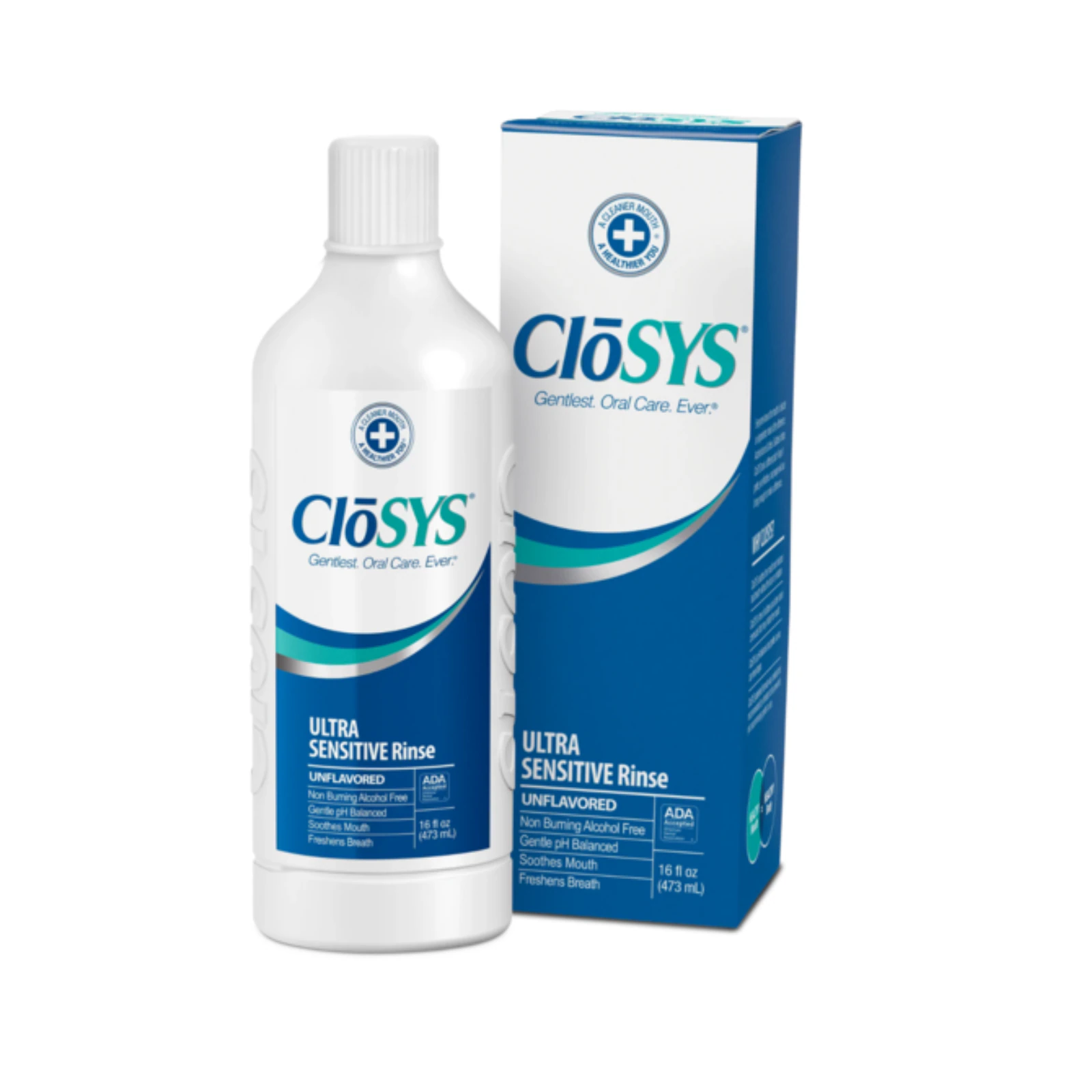 CloSYS Sensitive Gentle Mint Oral Rinse, Alcohol-Free, 3.4 oz Bottle, 48/Case
