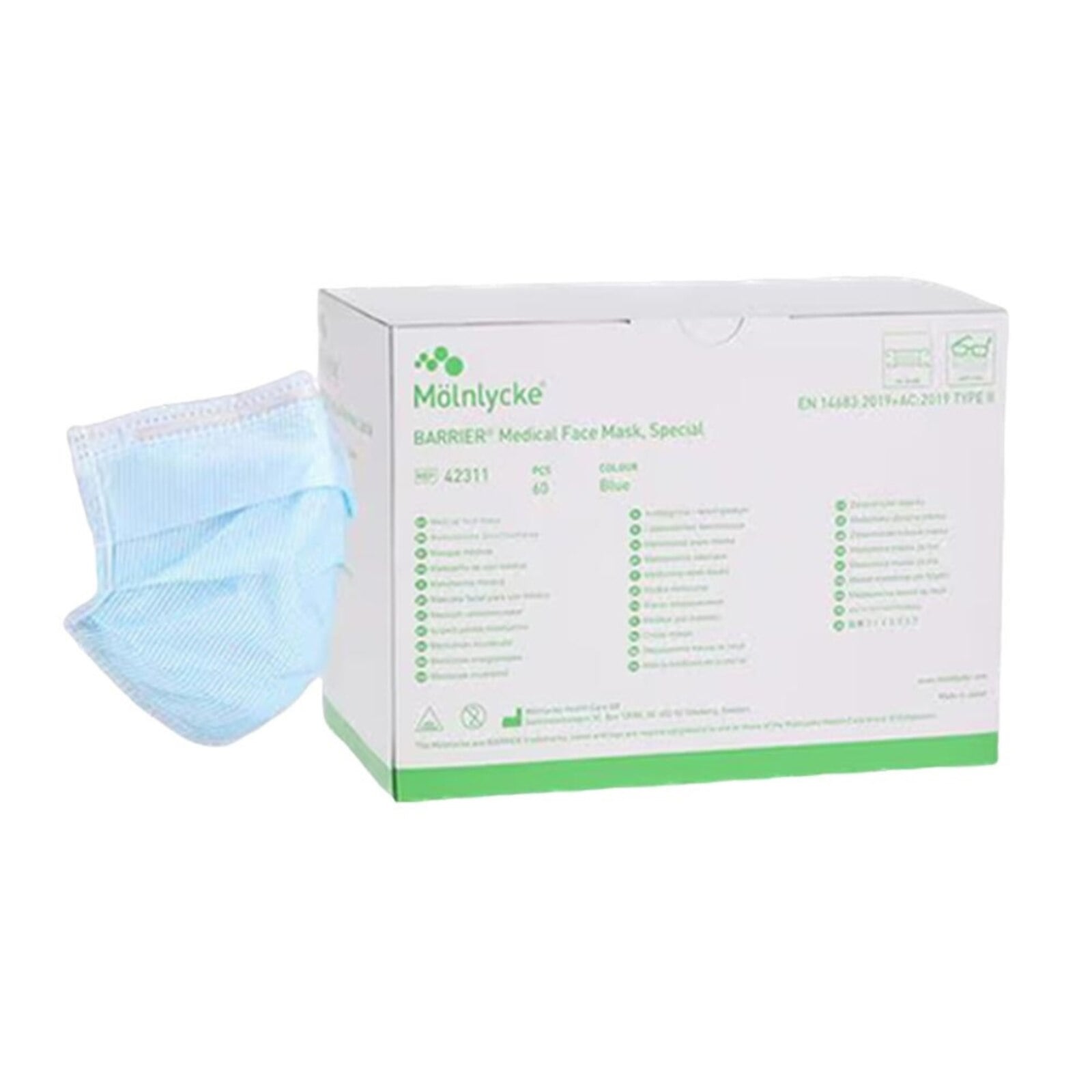 Barrier Face Mask with Ties, 60 per Box
