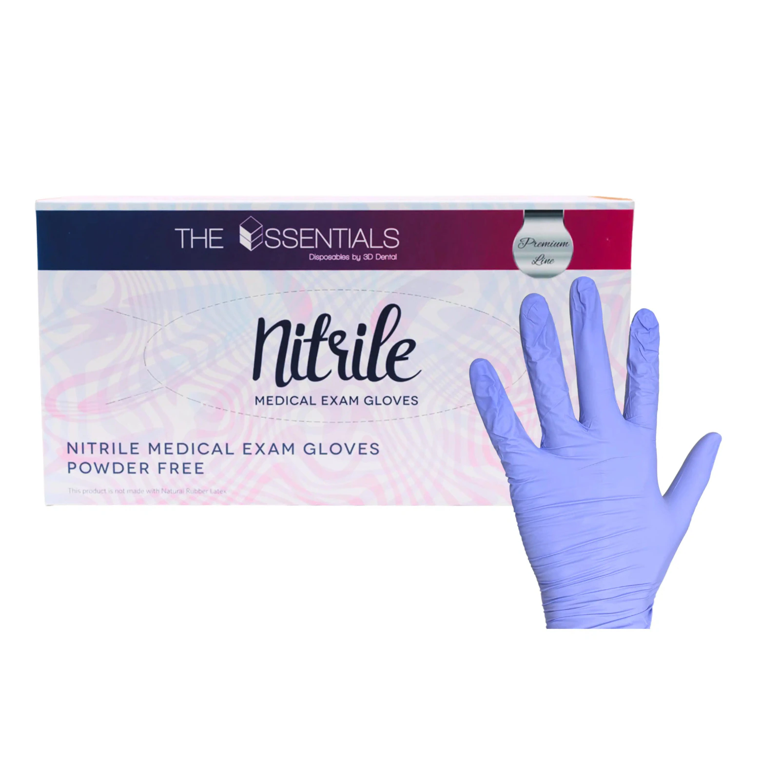 3D Dental Essentials Nitrile Examination Gloves, Powder-Free, Non-Sterile, Large, Purple, 300/Box