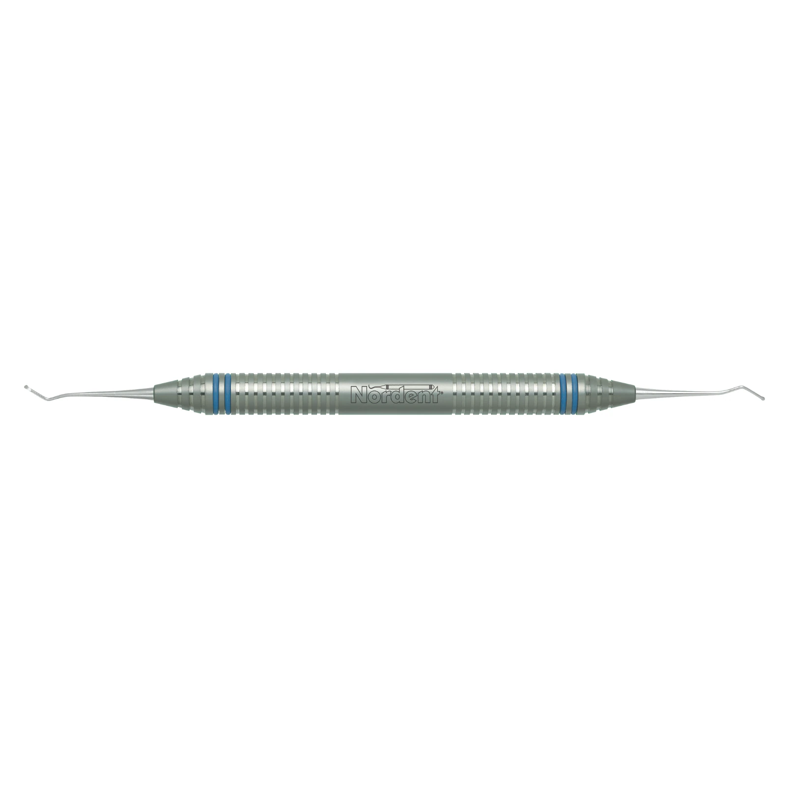 Nordent Excavator #155-156, English Pattern Spoon, 0.9 mm Head Diameter, 32° Angle, DuraLite® ColorRings™ Handle, Stainless Steel, Double End