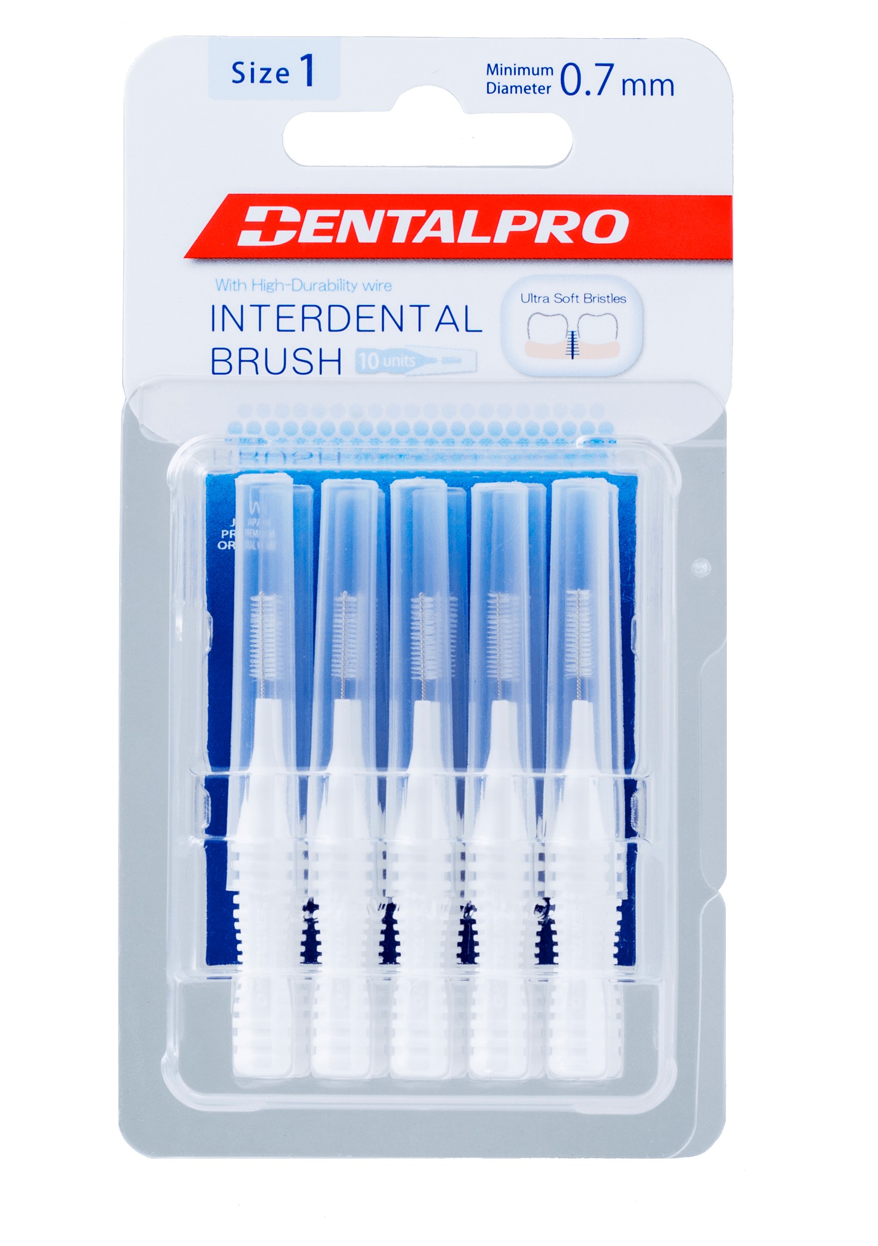 3D Dental Interdental Brush, I-Shaped, Size 1 (0.7mm), White, 10/Pk