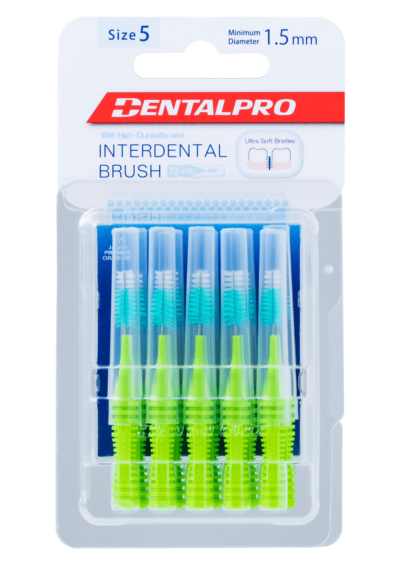 3D Dental Interdental Brush I-Shaped, Size 5, Green, 10/Pk
