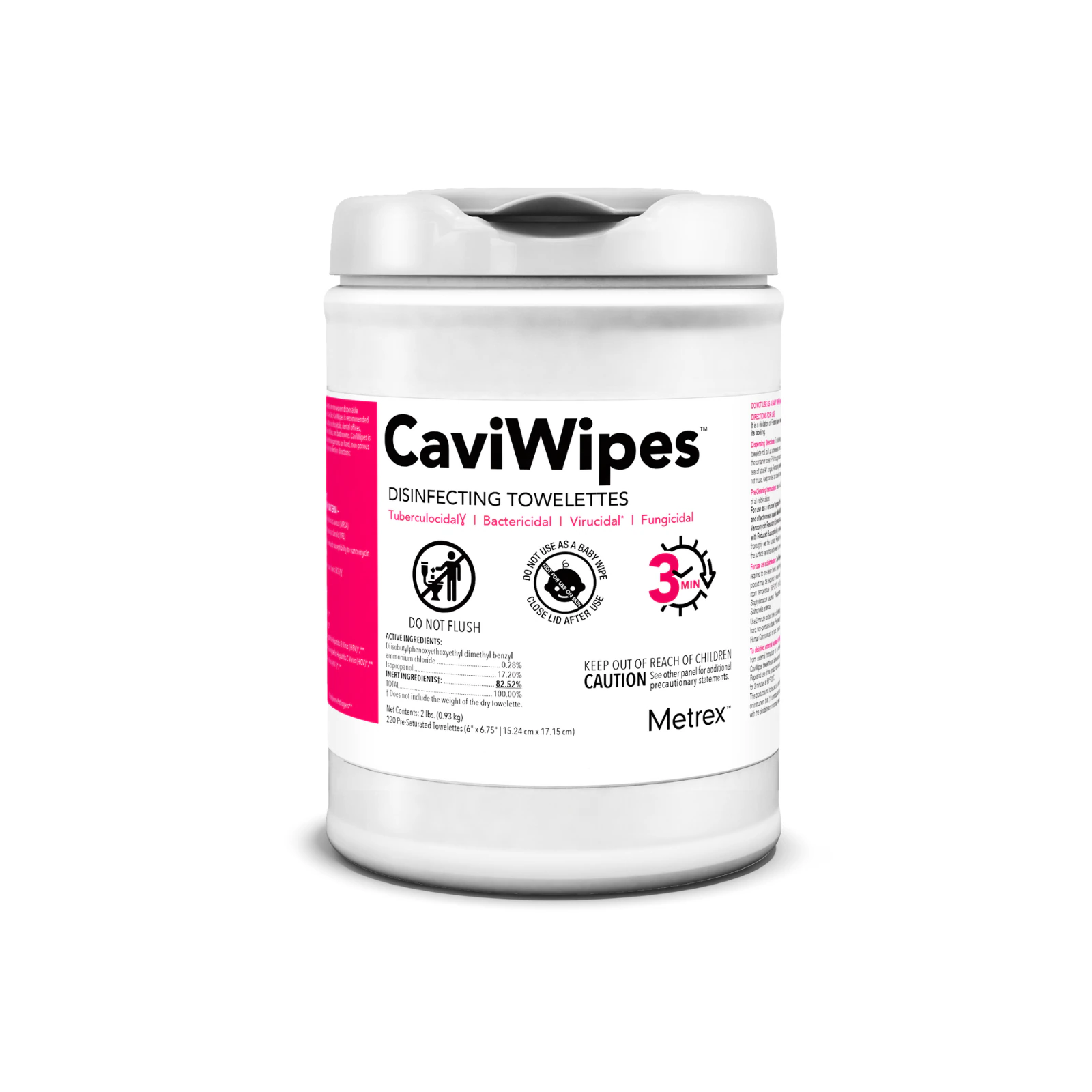 Metrex CaviWipes Large Disinfecting Towelettes, 220 Wipes/Can, 12 Cans/Case (2640 Wipes/Case)
