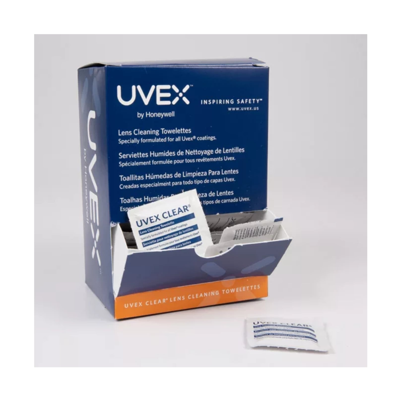 Uvex Clear Lens Cleaning Towelettes, Individually Wrapped, 100/Box, 355547