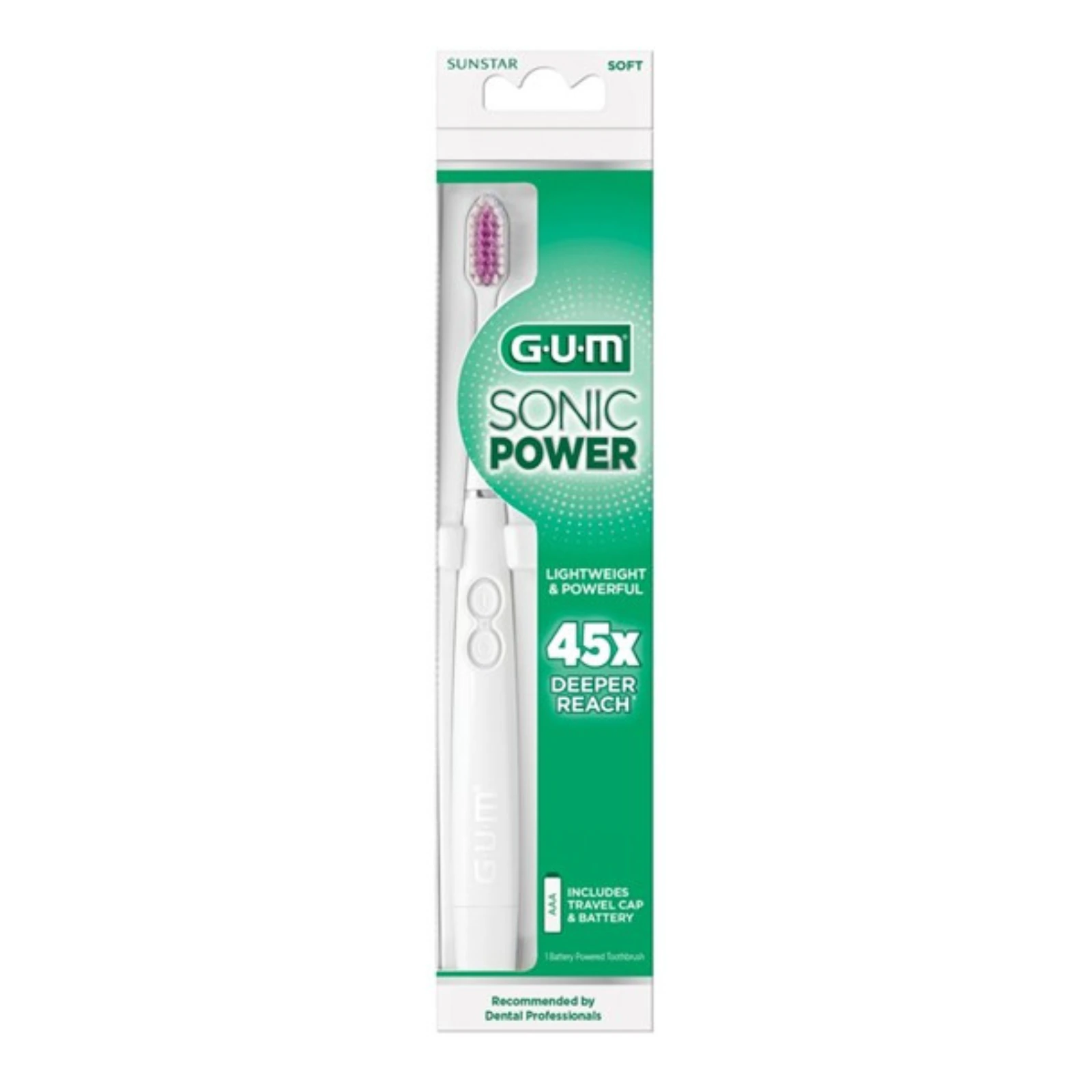 GUM Sonic Power Toothbrush, White Handle, 12/Pk, 4100UTW