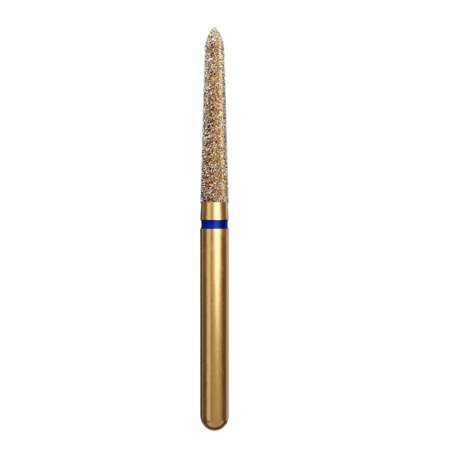 Alpen Multi-Use Diamond FG #879K Curettage Pointed Taper, Coarse Grit, Blue Ring, 1.8mm Diameter, 10mm Length, 5/Pkg