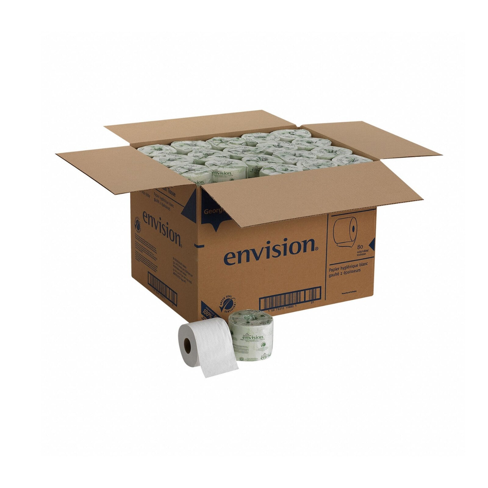 Georgia-Pacific Envision Standard Roll Embossed 2-Ply Bathroom Tissue, White, 550 Sheets/Roll, 80 Rolls/Case, 19880
