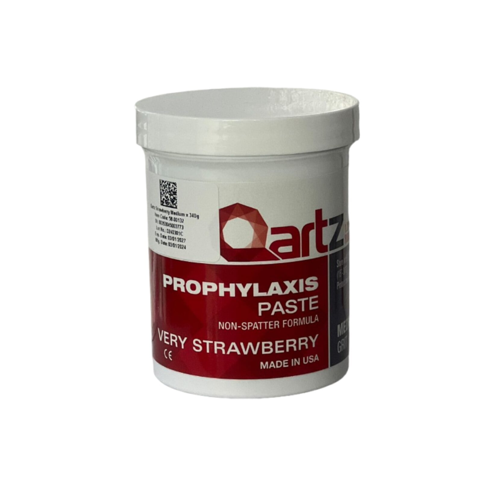 QARTZ Prophy Paste, Medium Grit, Very Strawberry, 12 oz Jar
