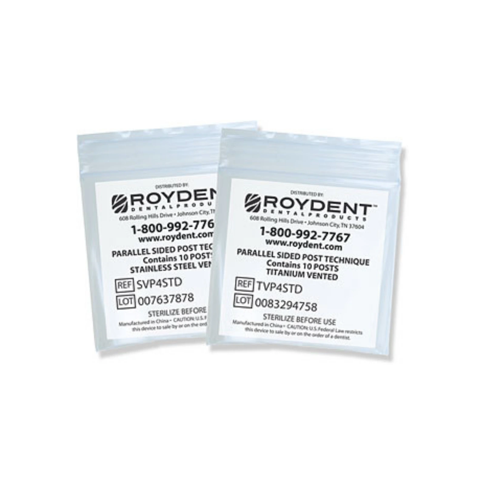 Roydent Stainless Steel Vented Post, Size 6.0, 1.5mm, White, 10/Pk