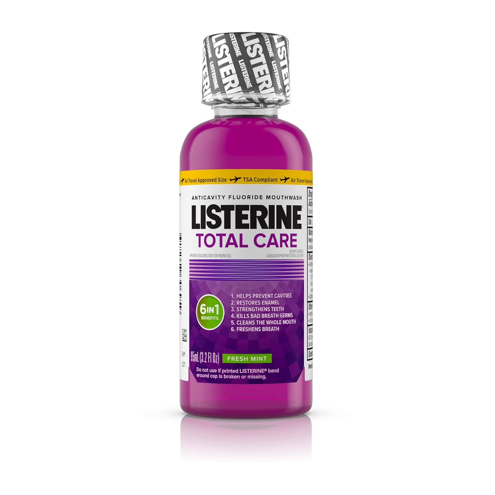 Listerine Total Care Anticavity Mouthwash, Fresh Mint, 3.2 oz Bottles, Case/24, 30695