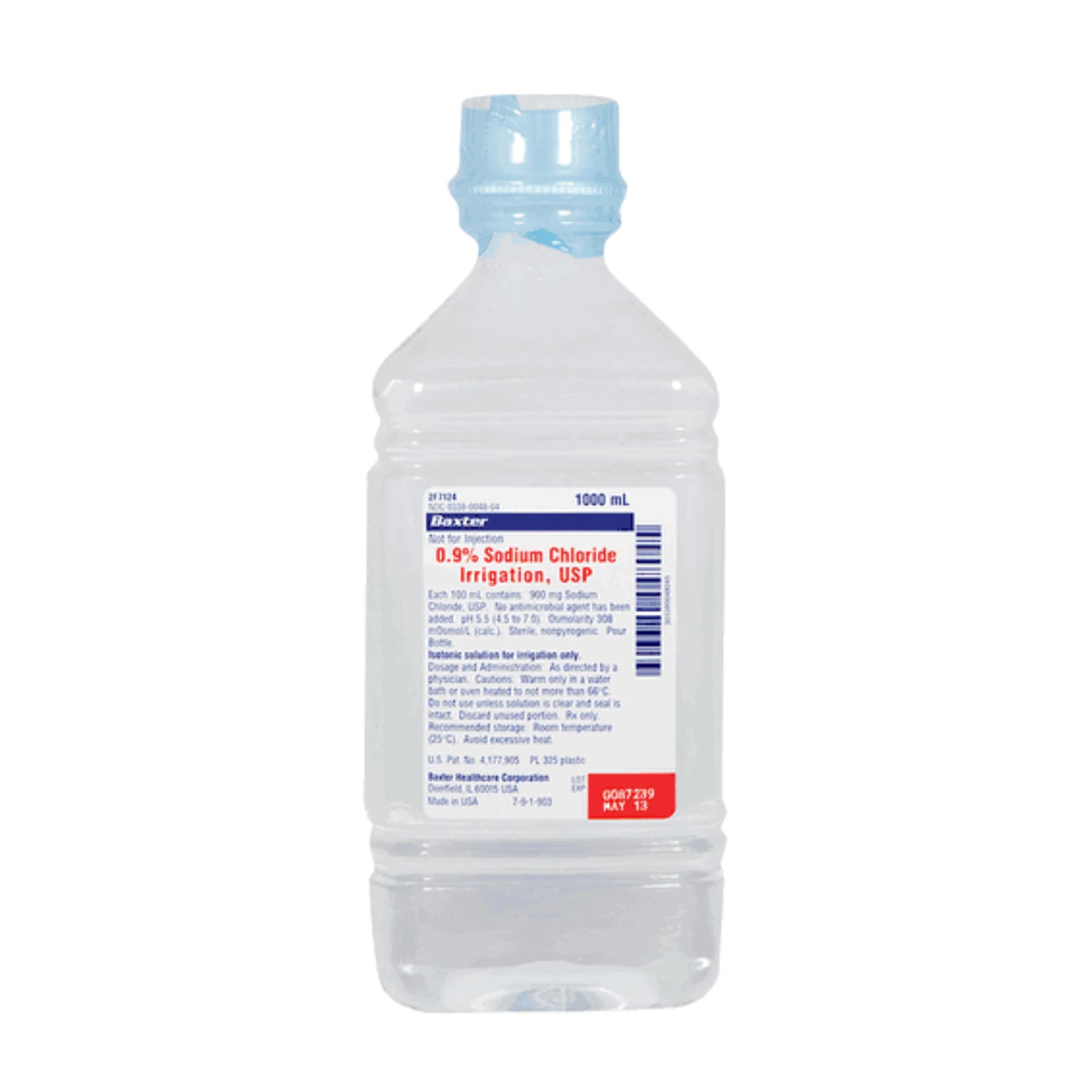 Baxter 0.9% Sodium Chloride Irrigation USP, 1000 mL Plastic Pour Bottle, 12/Case