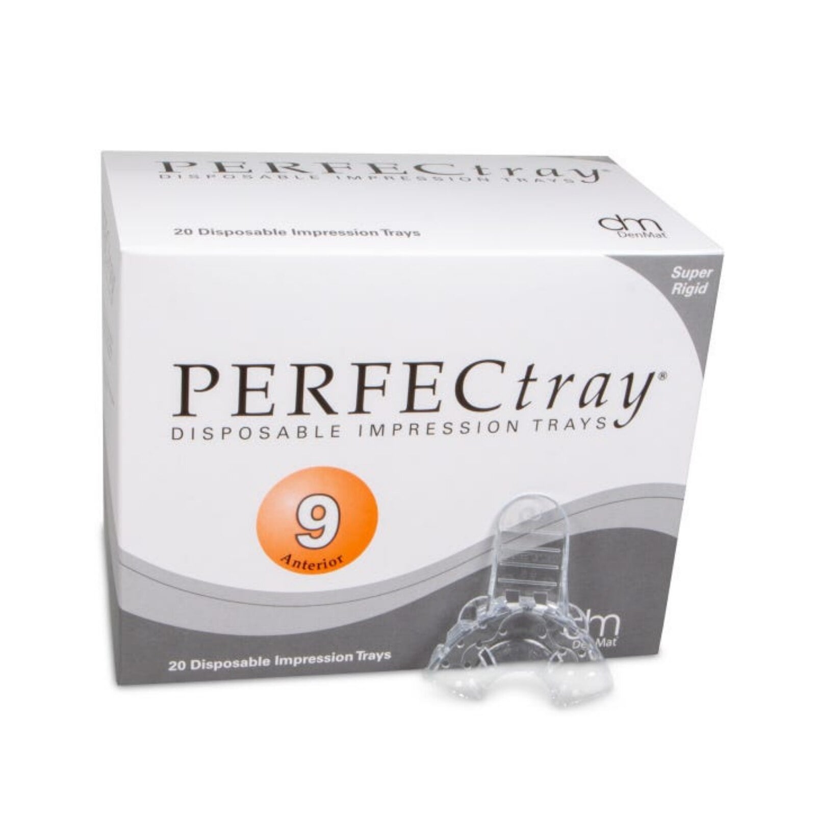 PERFECtray #9 Anterior Upper/Lower Impression Trays, Crystal-Clear Acrylic, 20/Box