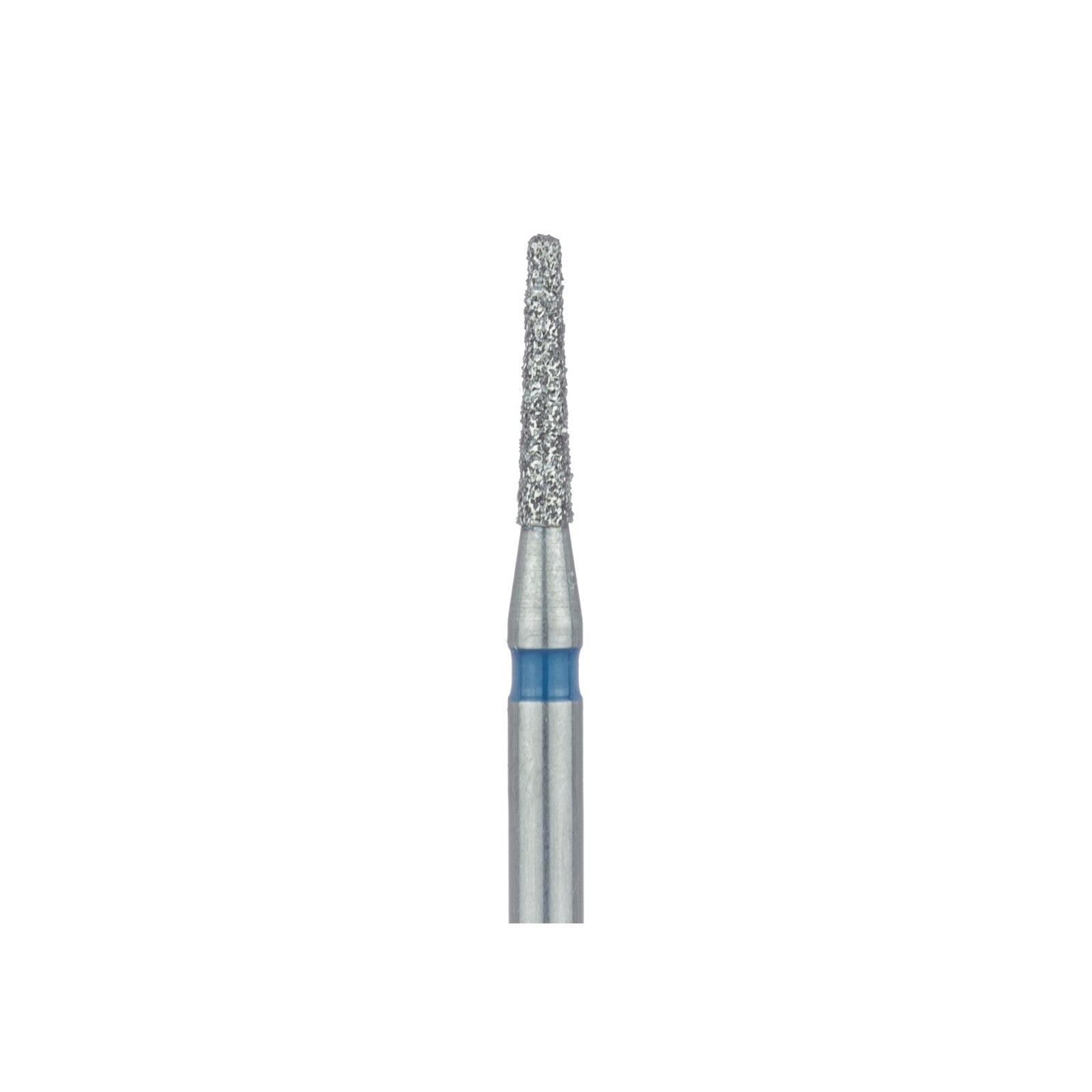 Meisinger 846-012-FG Medium Grit Flat End Taper Diamond Bur, Friction Grip, 1.2 mm Head Diameter, 6.0 mm Head Length, Blue Ring, 5/Pkg