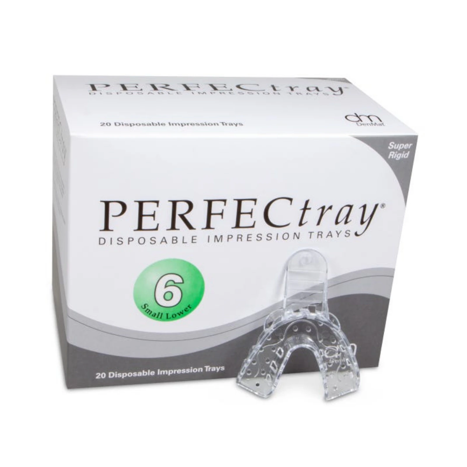 PERFECtray #6 Small Lower Full Arch Perforated Acrylic Impression Trays, Clear, 20/Box