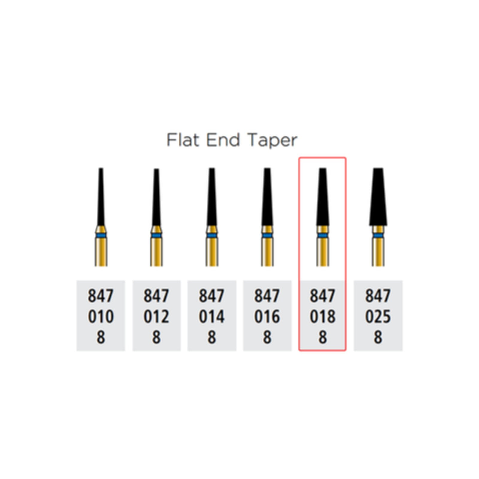 Alpen Diamond FG 847-025 Coarse Grit Flat End Taper Bur, Friction Grip, 5/Pk