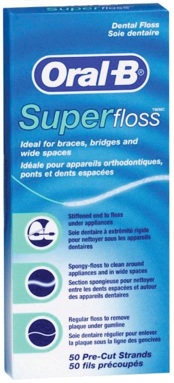 Oral-B Super Floss Mint, 10/Bag, 100/Cs