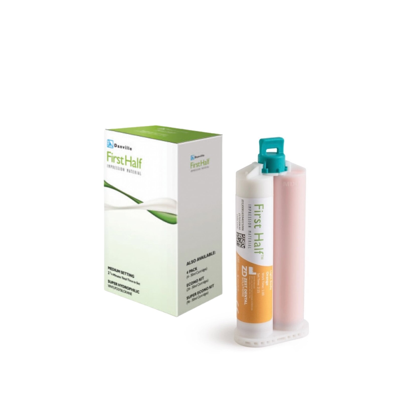 Danville Materials First Half VPS Impression Material, Light Body, Medium Setting, Orange, 50 ml Cartridges, 4/Pk