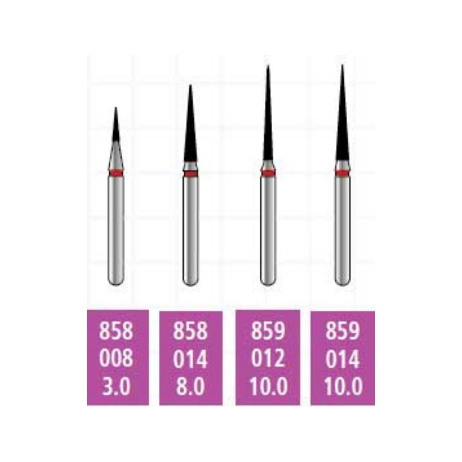 Alpen x1 Single-Use Diamond Bur FG #859-014, Pointed Cone, Coarse (Green), 1.4 mm Diameter, 10.0 mm Length, 25/Pkg, X859C014