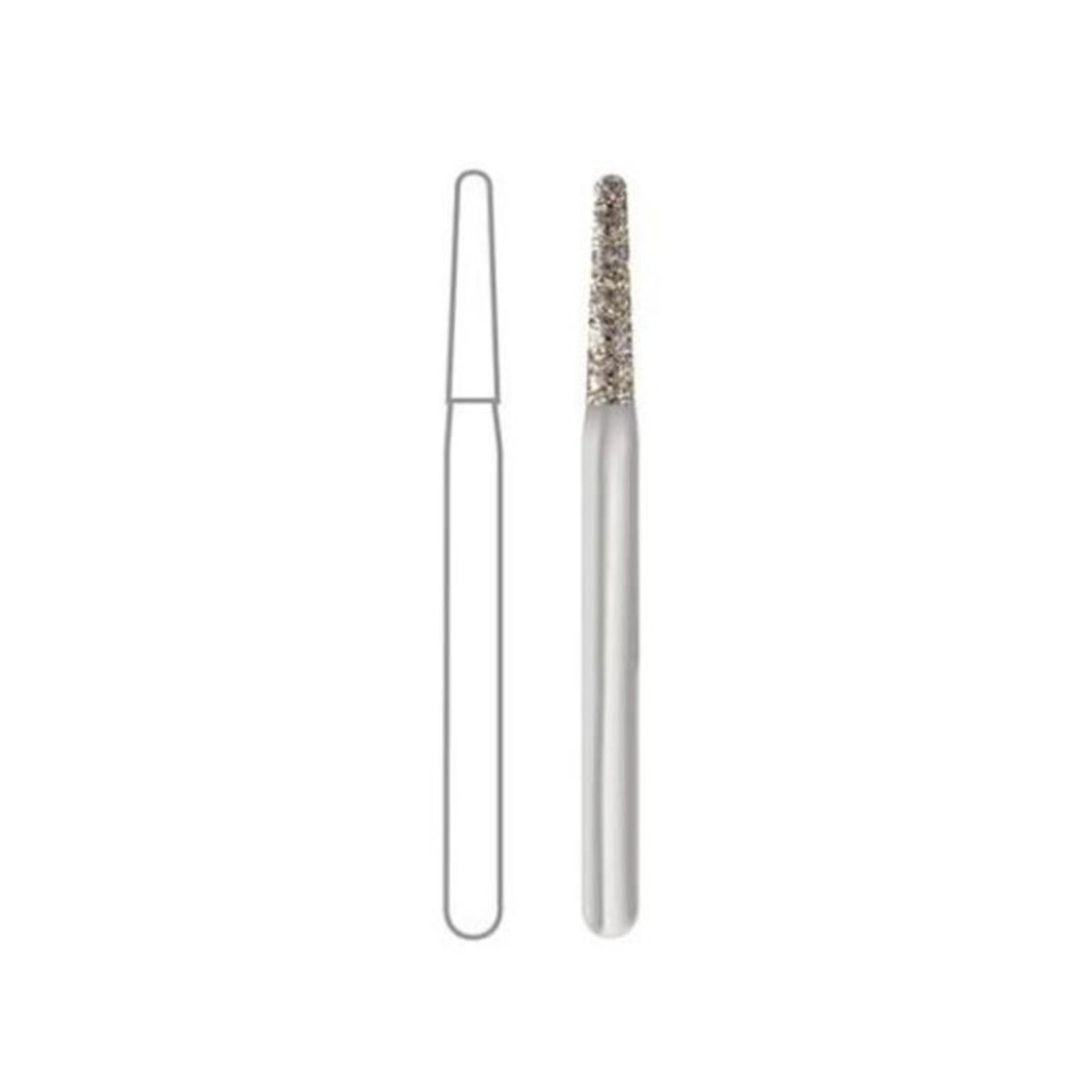 Midwest Once Sterile Single-Use Diamond Bur, 856-014M, Medium Grit, Taper Round End, Friction Grip, 1.4 mm Diameter, 8.0 mm Length, 25/Pk, 1856014M