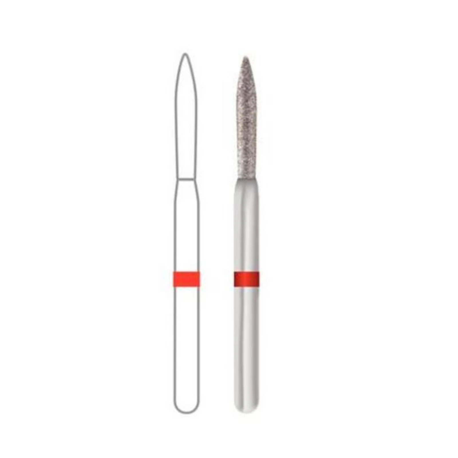 Midwest Once Sterile Single-Use Diamond Bur, FG, Fine Grit, Flame Shape, #863-012F, 1.2 mm Diameter, 10.0 mm Length, 25/Pkg, 1863012F
