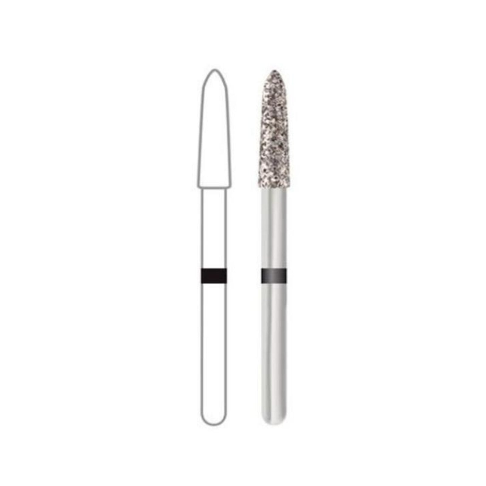 Midwest Once Single Use Diamond Bur – FG, Super Coarse, Taper Modified Bevel, #879K-018, 1.8 mm Diameter, 10.0 mm Length, 25/Pkg