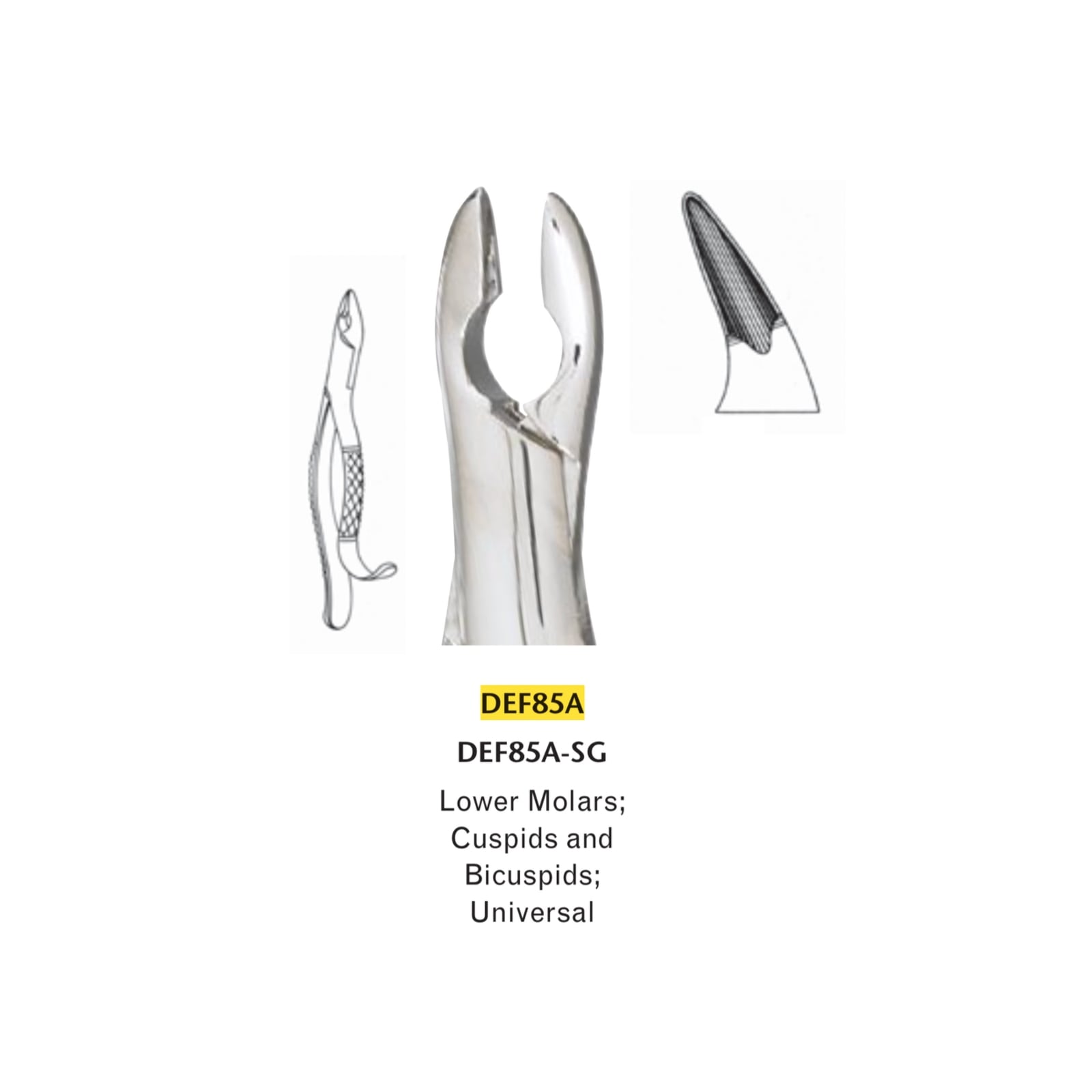 Miltex #85A Extracting Forceps, Stainless Steel, Universal Lower Molars/Cuspids/Bicuspids, 1/Pkg