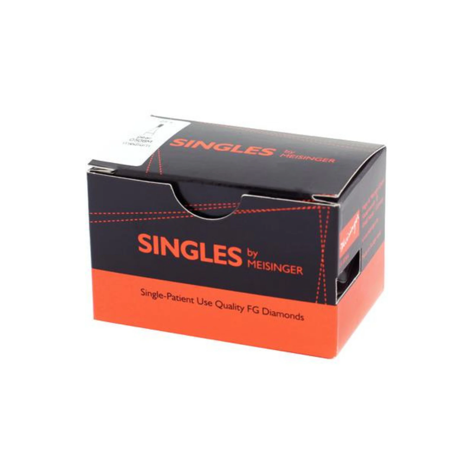Meisinger Singles Disposable Diamond Bur FG, End Cutting Cylinder #5014M, 1.4mm, Medium Grit, Blue Ring, Sterile, 25/Pkg