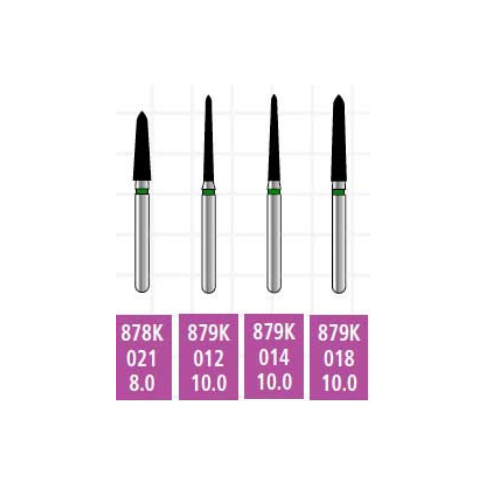 Alpen x1 Sterile Single-Use Diamond Bur FG #879K-014, Coarse Grit, Pointed Taper, 25/Pk