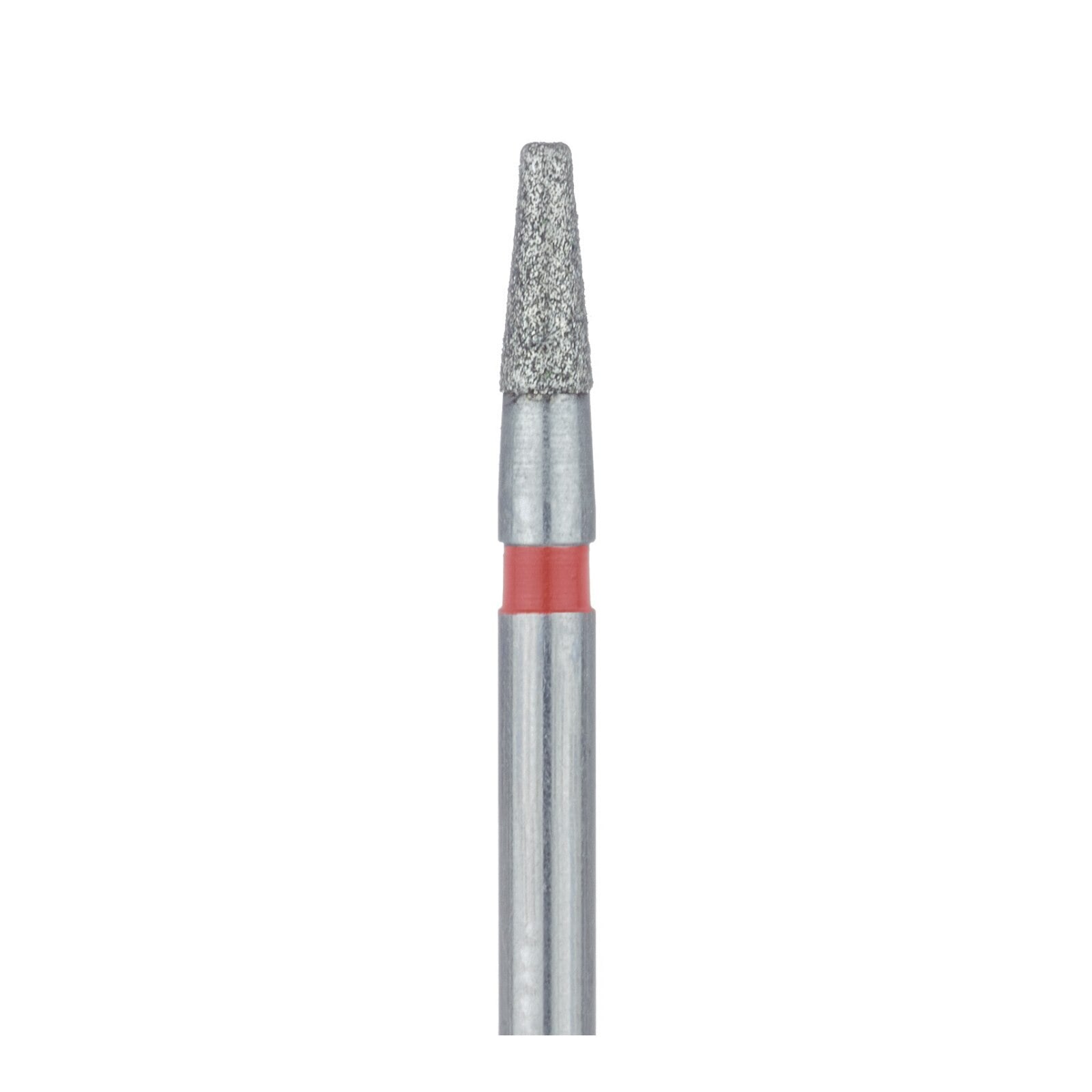 Meisinger 845RF-016-FG Fine Diamond Bur, Round Edge Tapered, Friction Grip, 1.6 mm Head Diameter, 4.0 mm Head Length, Red Ring, 5/Pack