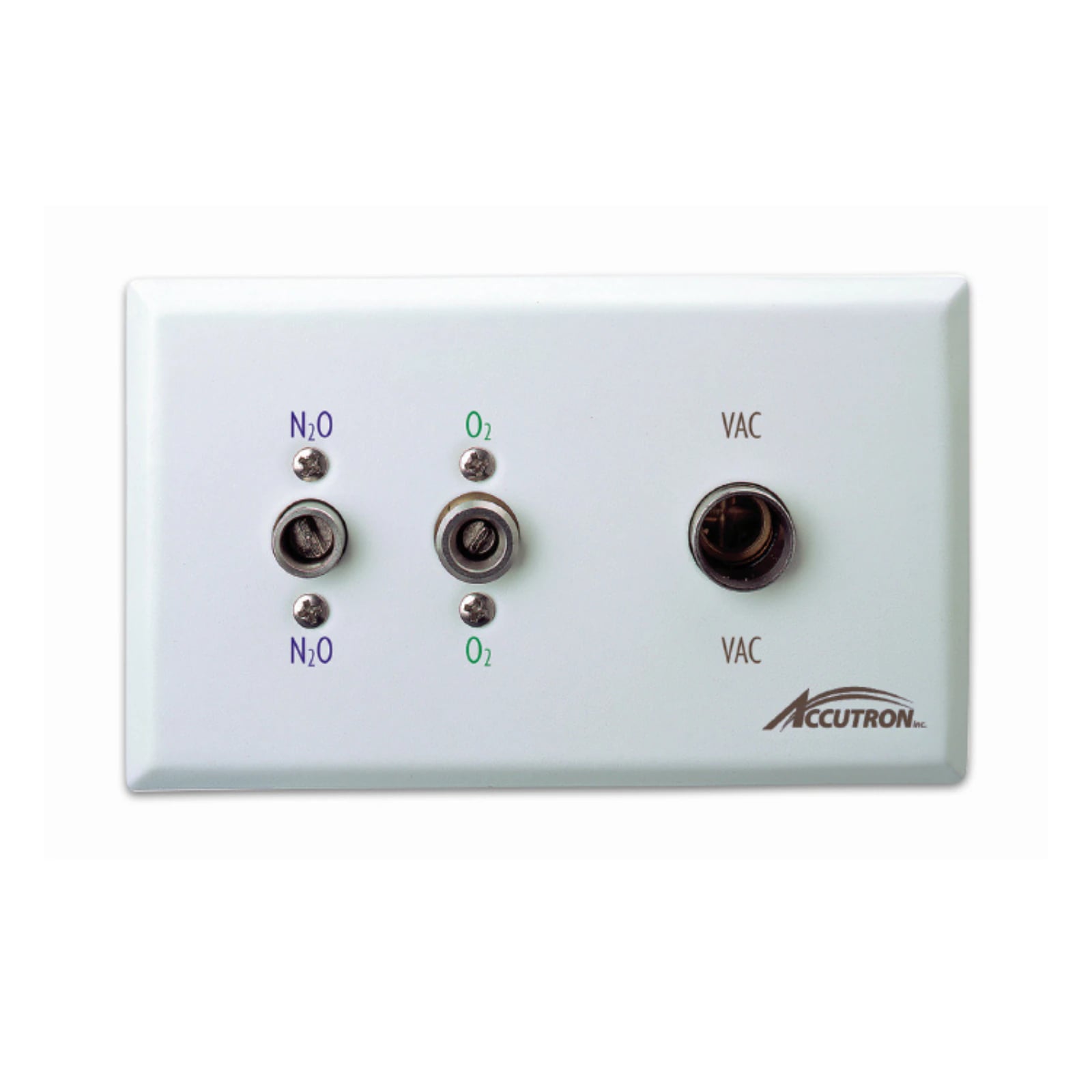 Recessed Quick-Connect Triple Outlet (N2O-O2-Vac), White, for Accutron and Porter Hoses