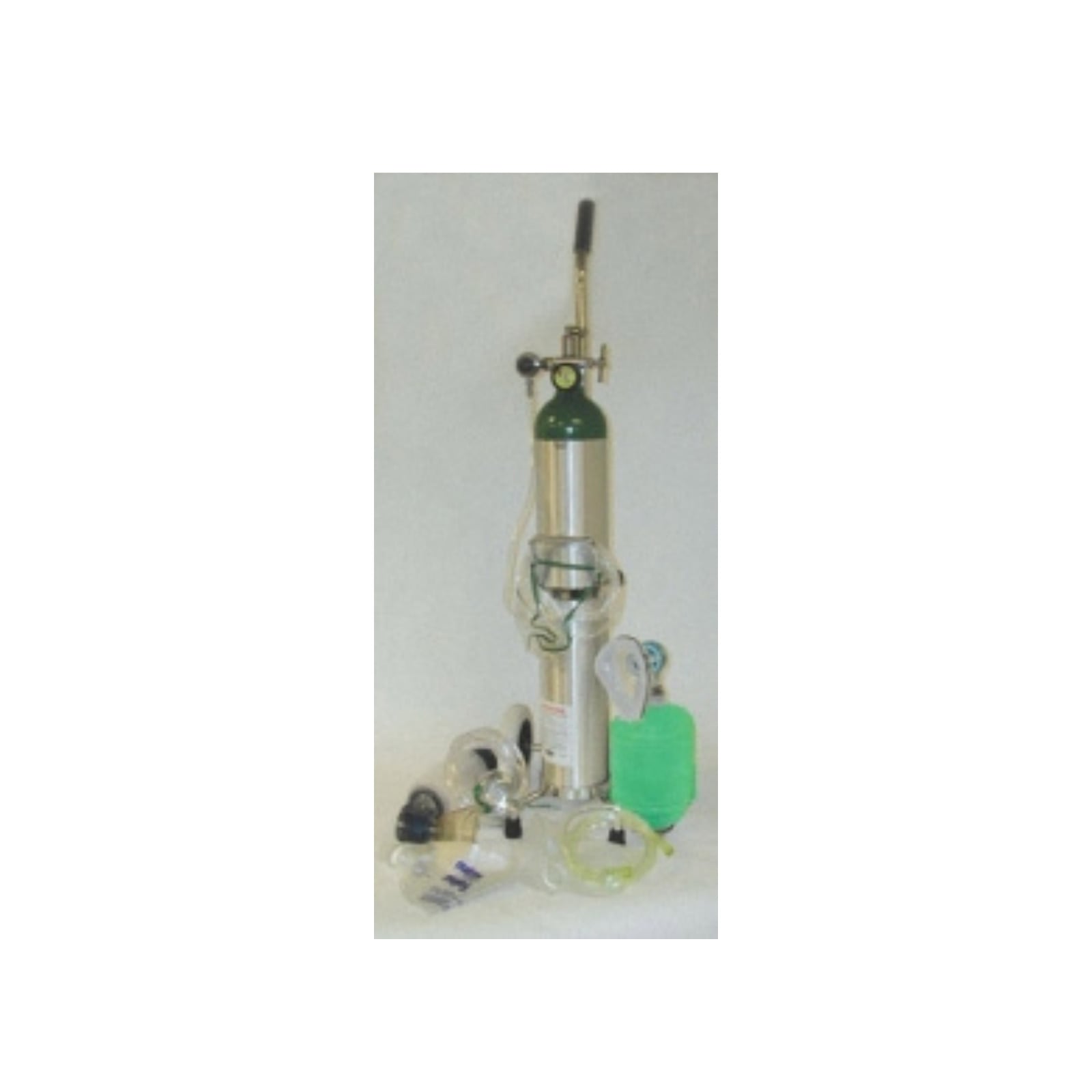 Positive Pressure Oxygen "E" Kit, 1603E Aluminum Cylinder, 1442-10 Fixed Flow Regulator (10 LPM), Adult/Child Resuscitators, 370C Cart