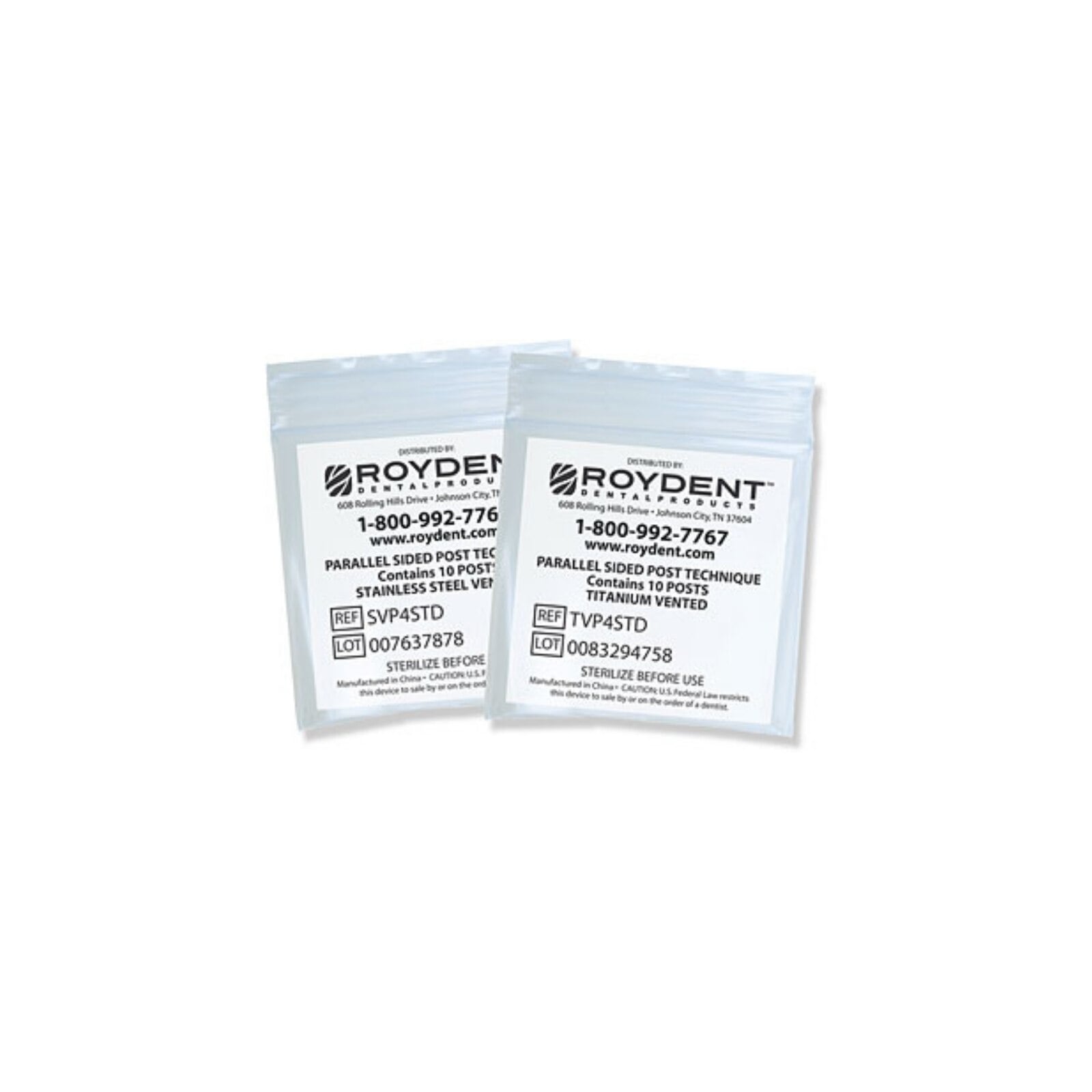 Roydent Stainless Steel Vented Post, Size 7.0, 1.75mm, Blue, 10/Pk