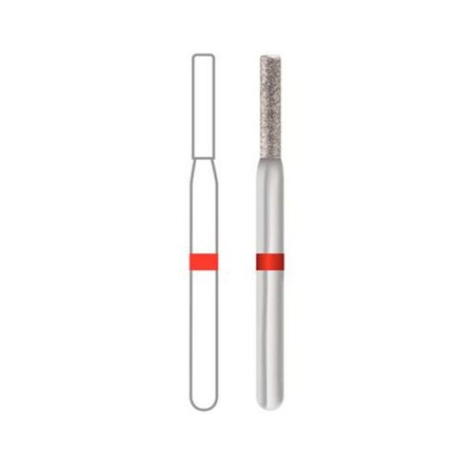 Midwest® Multi-Use Diamond Bur FG, Fine Grit, Cylinder Long Flat End, #837-012F, 1.2 mm Diameter, 8.0 mm Length, Friction Grip, 5/Pkg