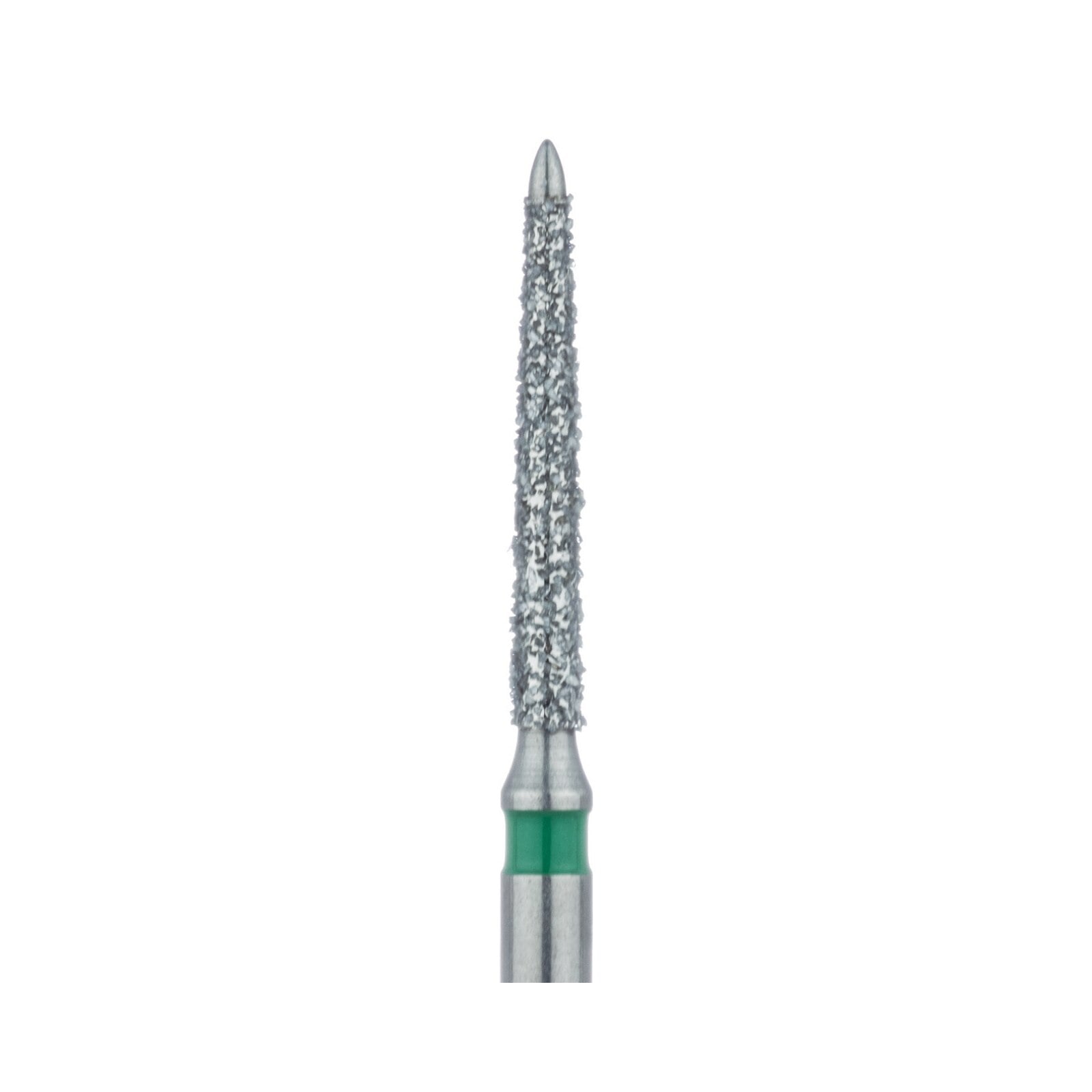 Meisinger 863KG-012-FG Diamond Bur, Coarse, Green, Flame, Safe End, Friction Grip, 1.2 mm Head Diameter, 5/Pk