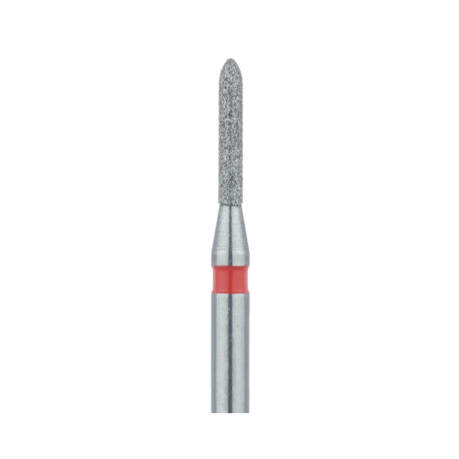 Meisinger 867F-010-FG Fine Diamond Bur, Torpedo, Friction Grip, 1.0 mm, Red Ring, 5/Pk