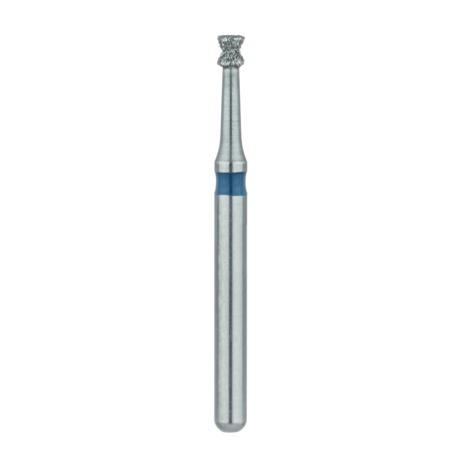 Meisinger 870-014-FG Medium Grit Diamond Bur, Hourglass/Double Inverted Cone, Friction Grip, 1.4 mm Head Diameter, Blue Ring, 5/Pack