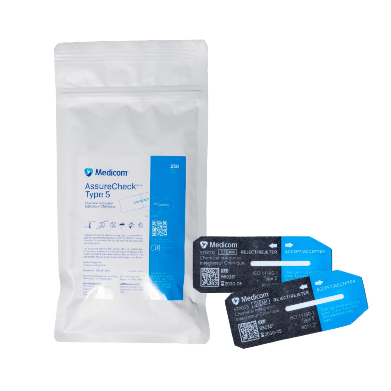 Medicom AssureCheck Type 5 Chemical Integrator, Steam Sterilization Indicator, 250/Pk