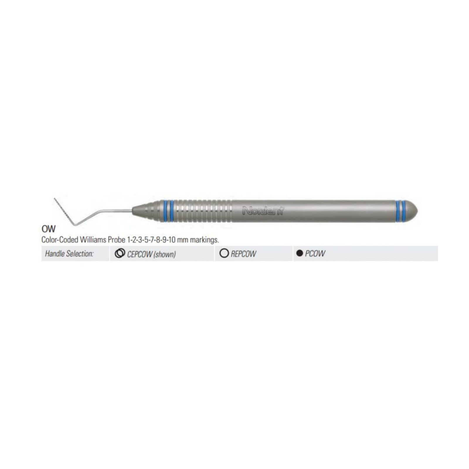 Nordent Color Coded Probes - Single-Ended - Williams (1-2-3-5-7-8-9-10) - DuraLite® ColorRings
