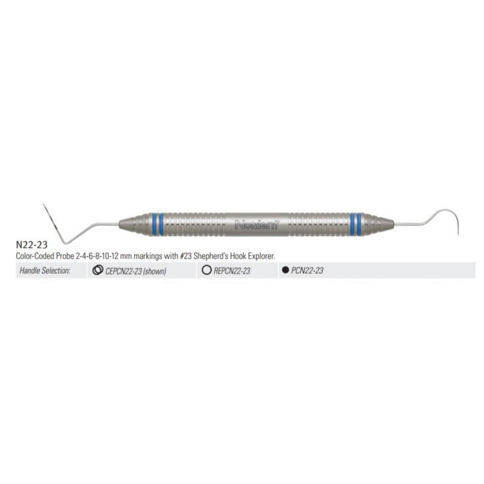 Nordent Expro DE Color Coded Probe-Explorer #23/#N22 (2-4-6-8-10-12 mm) DuraLite ColorRings