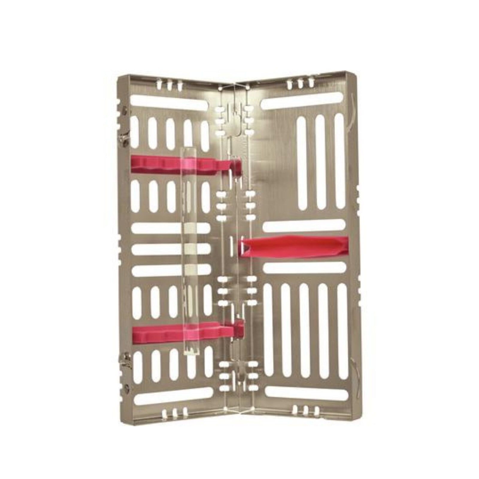 Nordent Sterilization Cassette, Stainless Steel, Easy-open Side Spring Latches, Small, 5 Instrument Capacity, Banana, 3"W x 8"L x 1.25"H