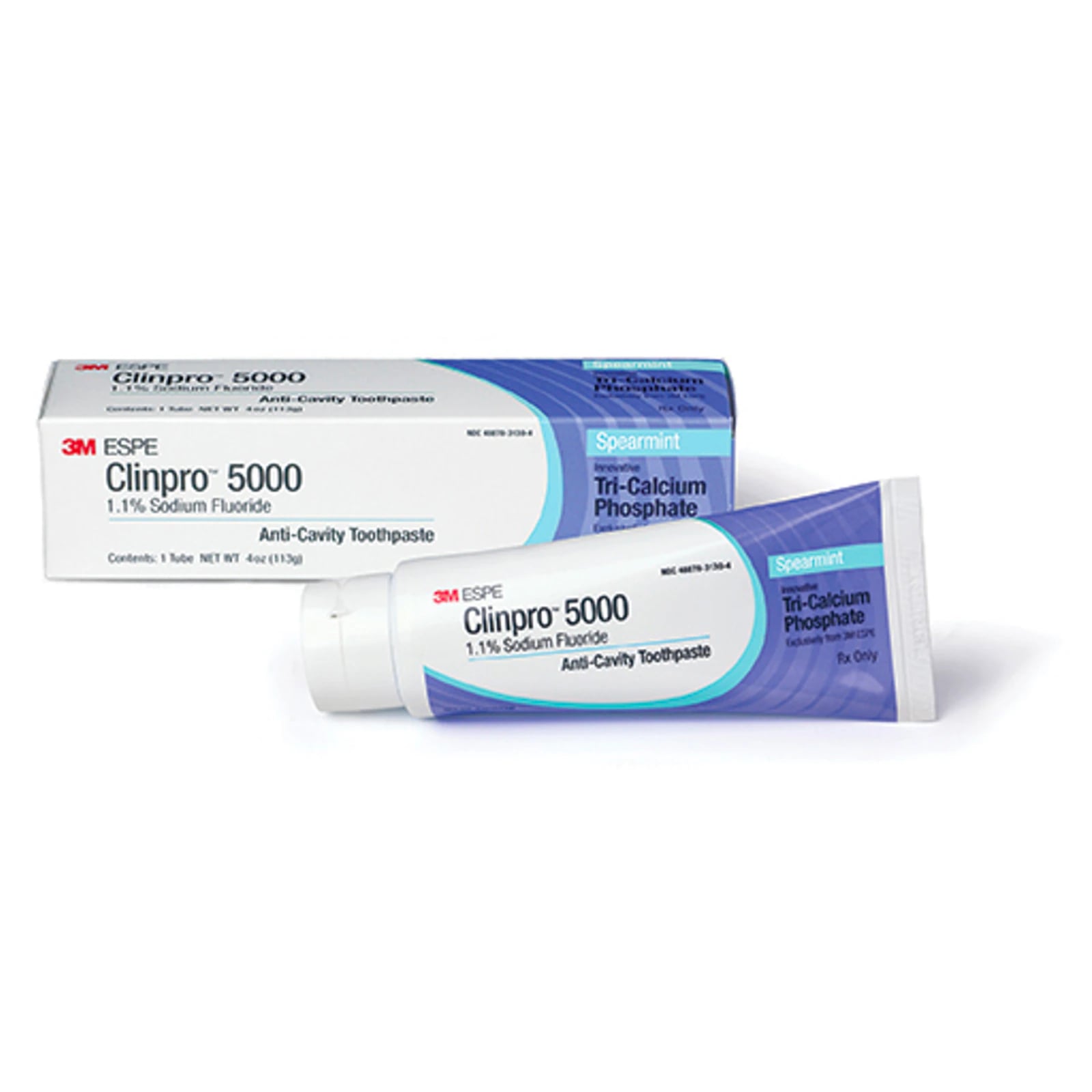 Clinpro 5000 Toothpaste, 1.1% Sodium Fluoride Anti-Cavity Dentifrice, Spearmint, 4 oz Tube, Case of 24