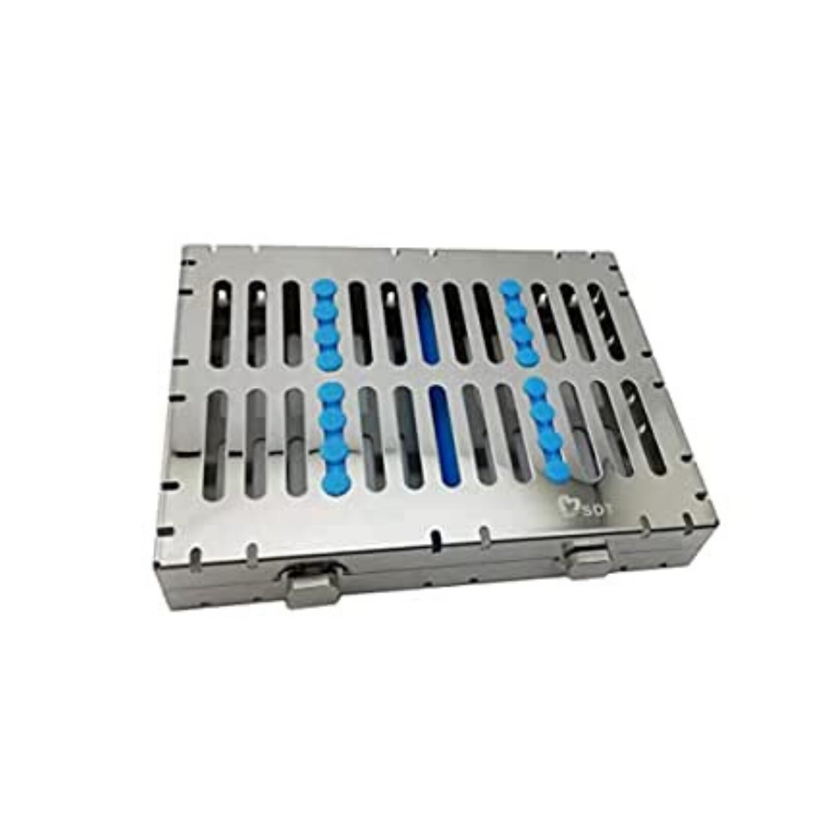 Nordent Large Sterilization Cassette, 13 Instrument Capacity with 4"x8" Open Area, Spearmint, Stainless Steel, Easy-Open Side Spring Latches