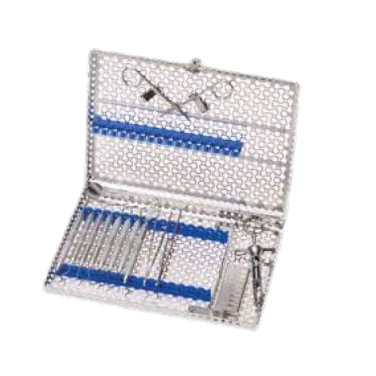 Nordent Large Sterilization Cassette, 15 Instruments with Divider, Blueberry, Stainless Steel, 8"W x 11"L x 1.25"H