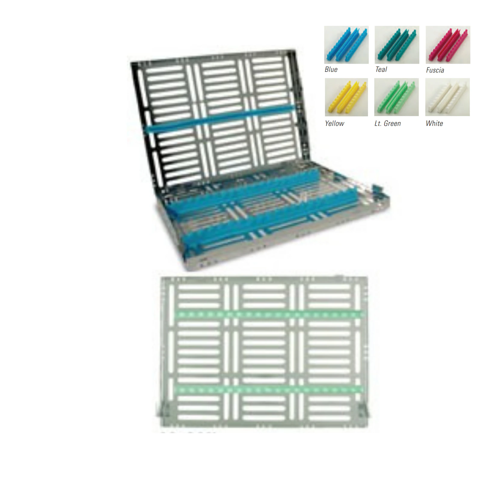 Nordent Large Sterilization Cassette, 15 Instruments with Divider, Single-Sided, White, 8"W x 11"L x 1.25"H