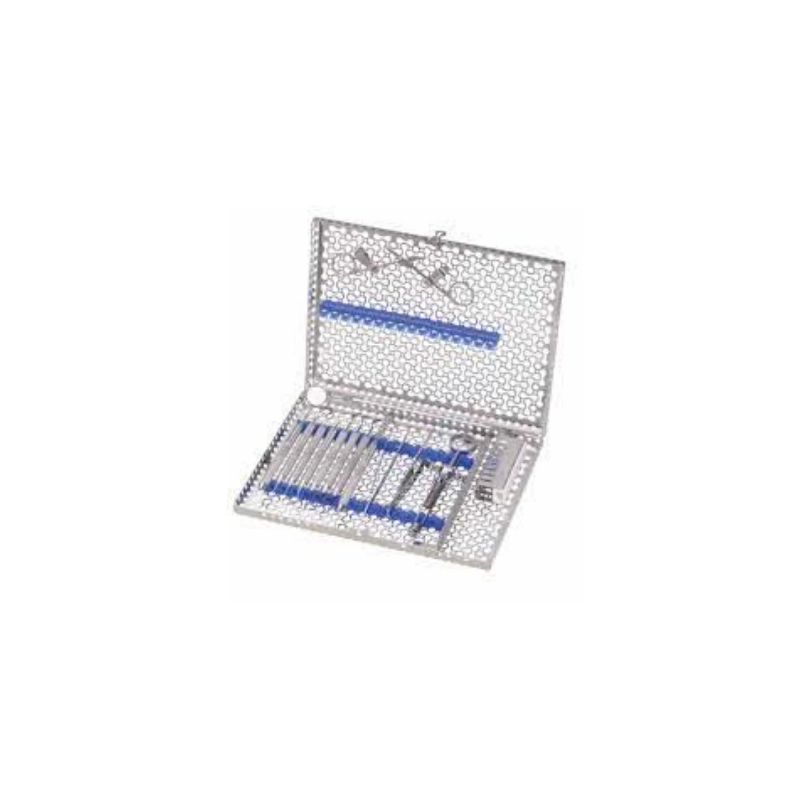 Nordent Sterilization Cassette, Single Side, Large, 16 Instruments with Divider, Blue
